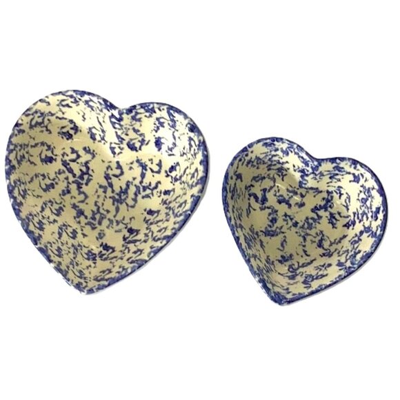 Jacquelyne's Other - Vintage Pair of Blue & White Heart Shaped Ceramic Serving Bowls by Jacquelyne's